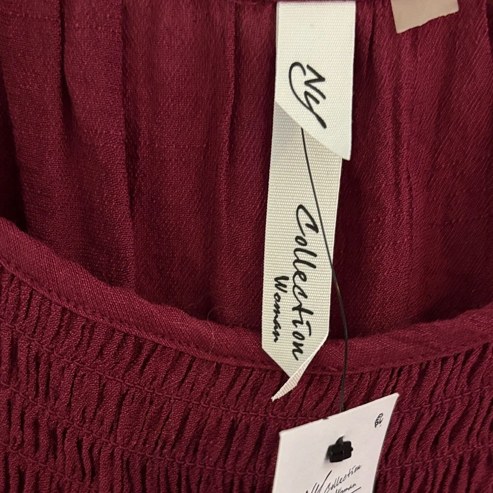 NY Collection Burgundy Blouse - Picture 2 of 4
